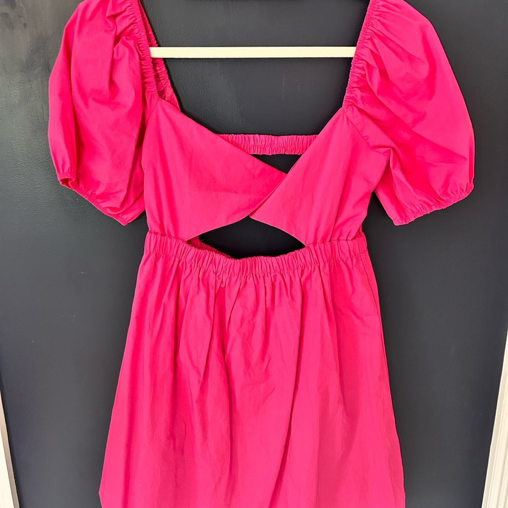 Elegant Pink Puff Sleeve Dress